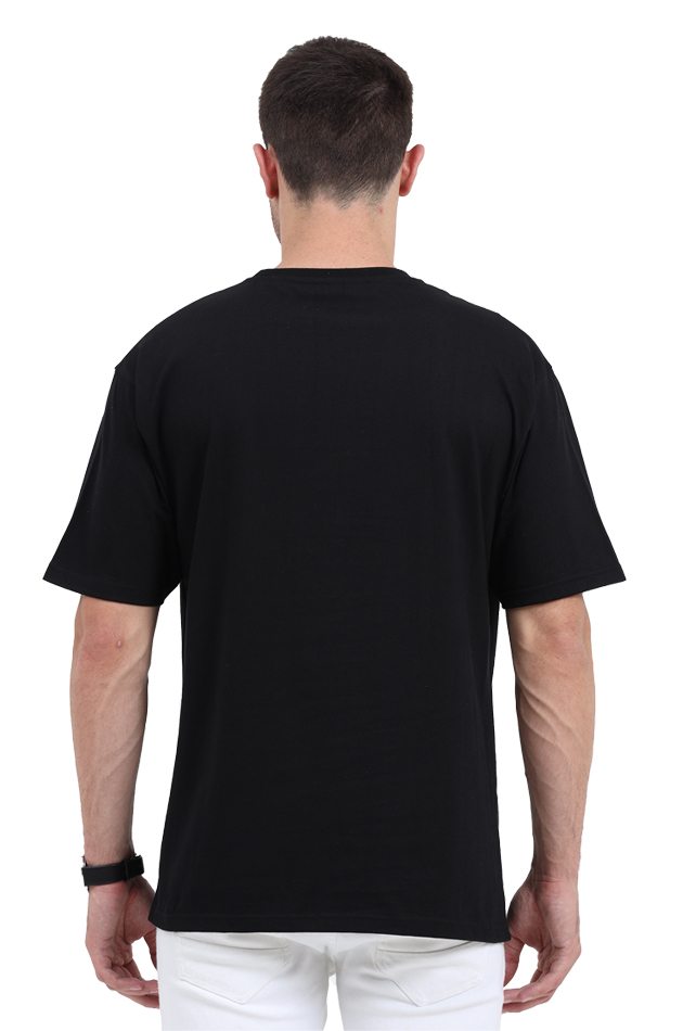 "Back side of Tin Brother oversized sports car t-shirt – solid finish with relaxed streetwear fit"