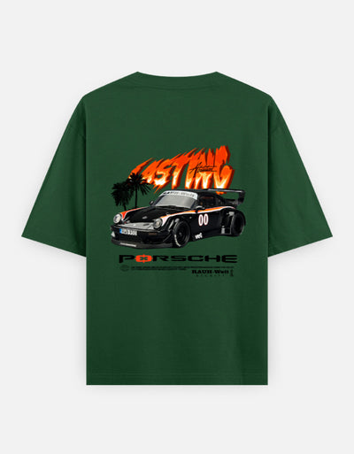 Back View – Vintage Street Racing Oversized T-Shirt by Tin Brother | Retro Car Graphic Print | Streetwear Style