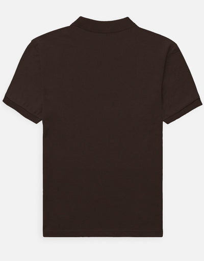Back View – Coffee Brown Men’s Polo T-Shirt | Tin Brother | Soft Bio-Washed Cotton

