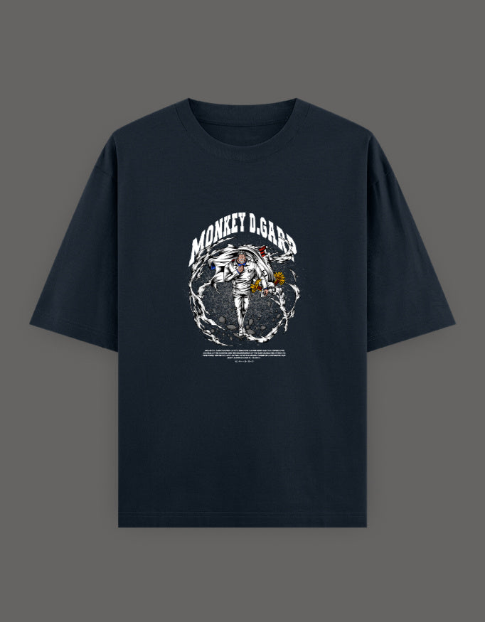 "Tin Brother Monkey D. Garp Oversized Graphic T-Shirt – One Piece Anime Oversized Streetwear Front"