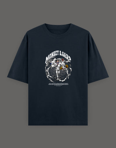 "Tin Brother Monkey D. Garp Oversized Graphic T-Shirt – One Piece Anime Oversized Streetwear Front"