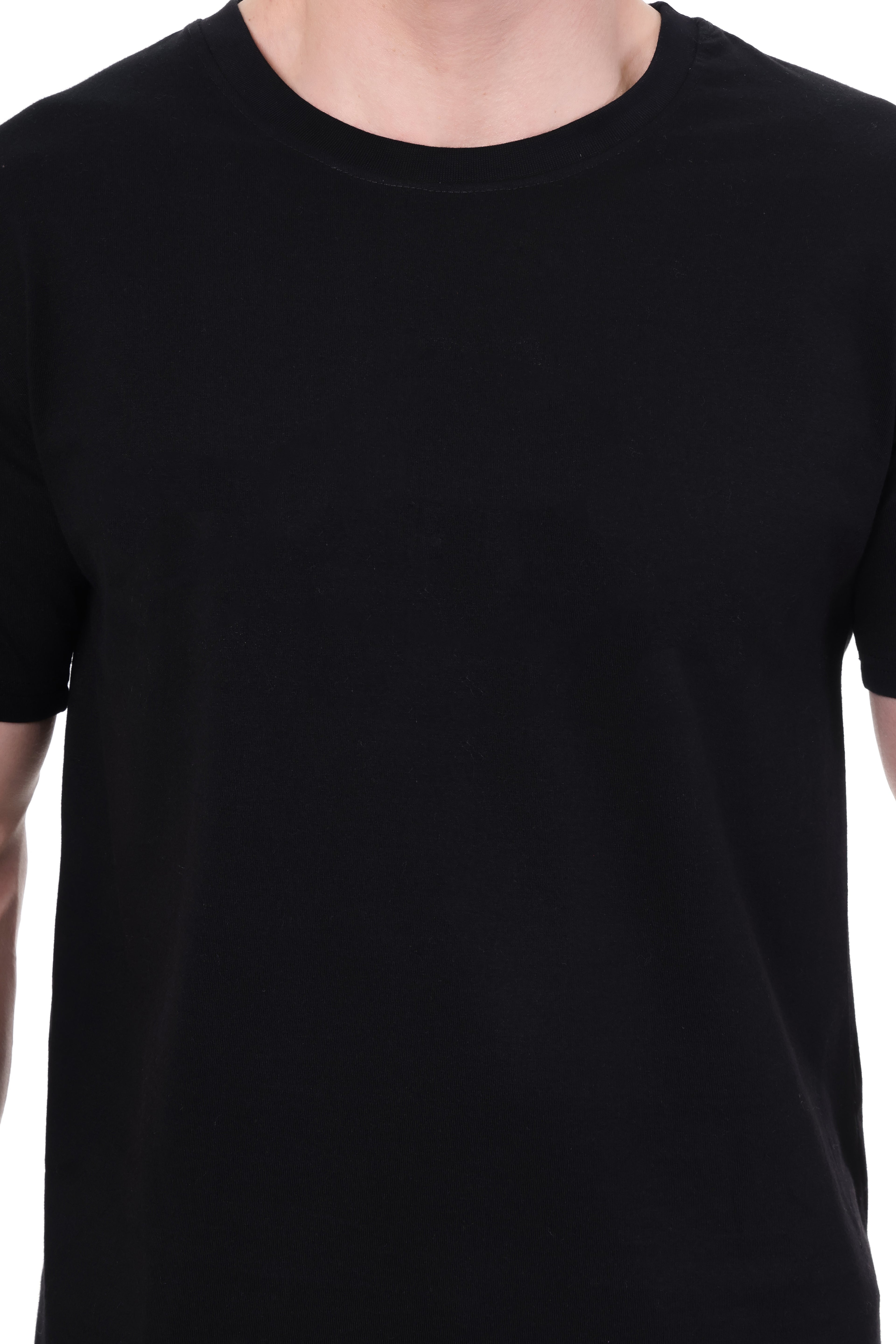 SOLID Premium Black Regular Fit Unisex T-Shirt – 180 GSM Pure Cotton (Bio-Wash)