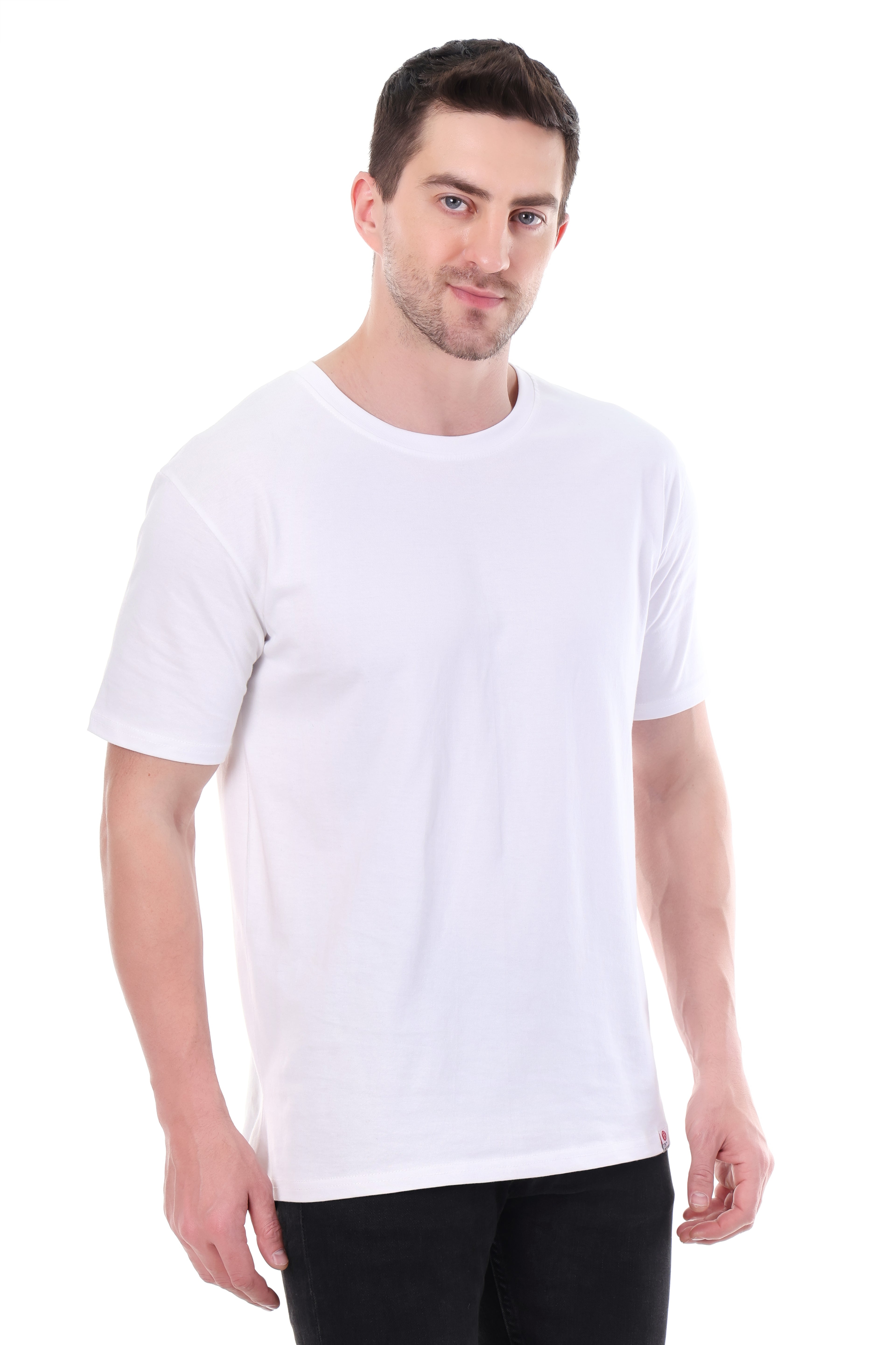 "Close-up of Pure cotton fabric on 220 GSM white t-shirt"