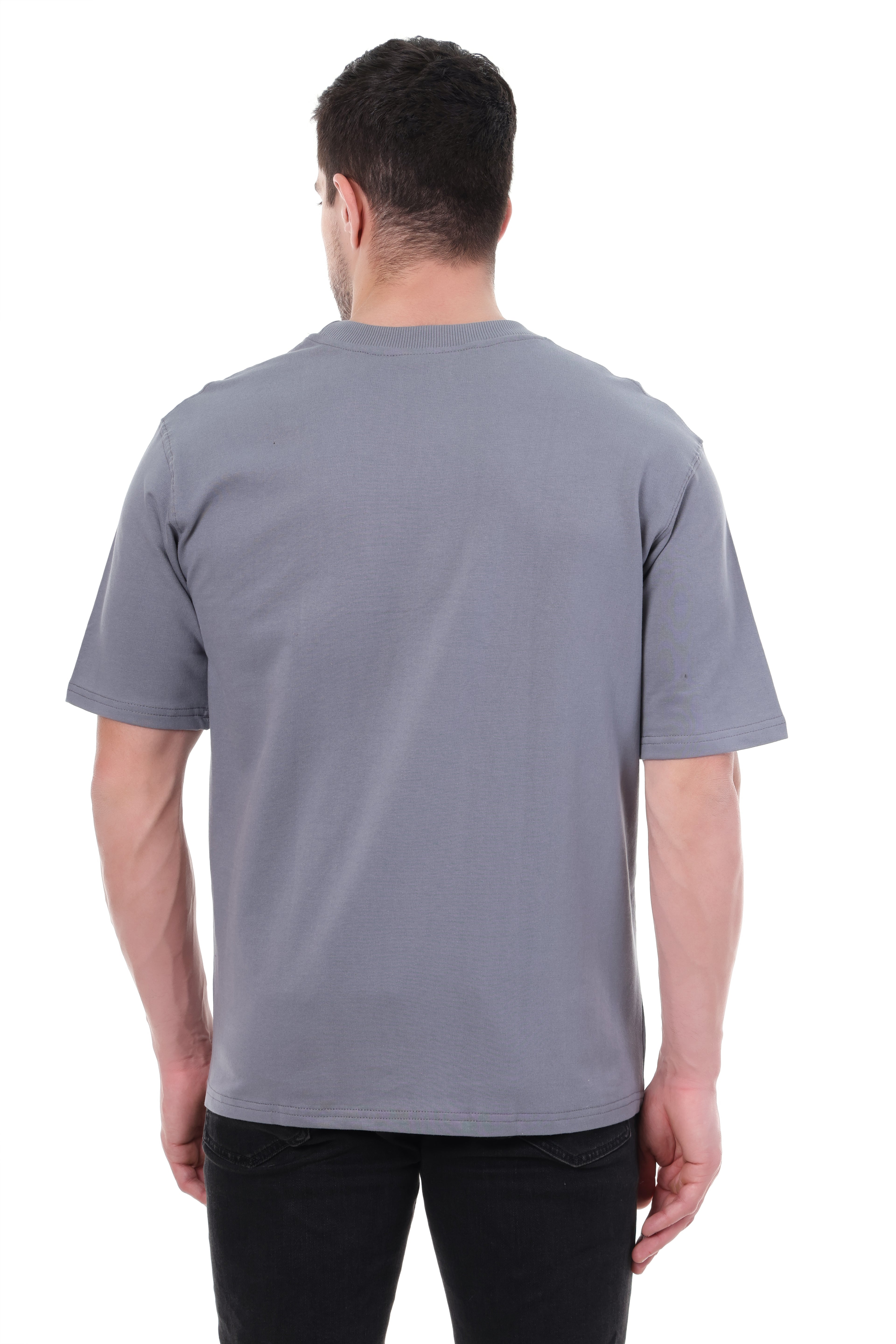 Back view of Tin Brother oversized grey t-shirt – minimal and clean finish