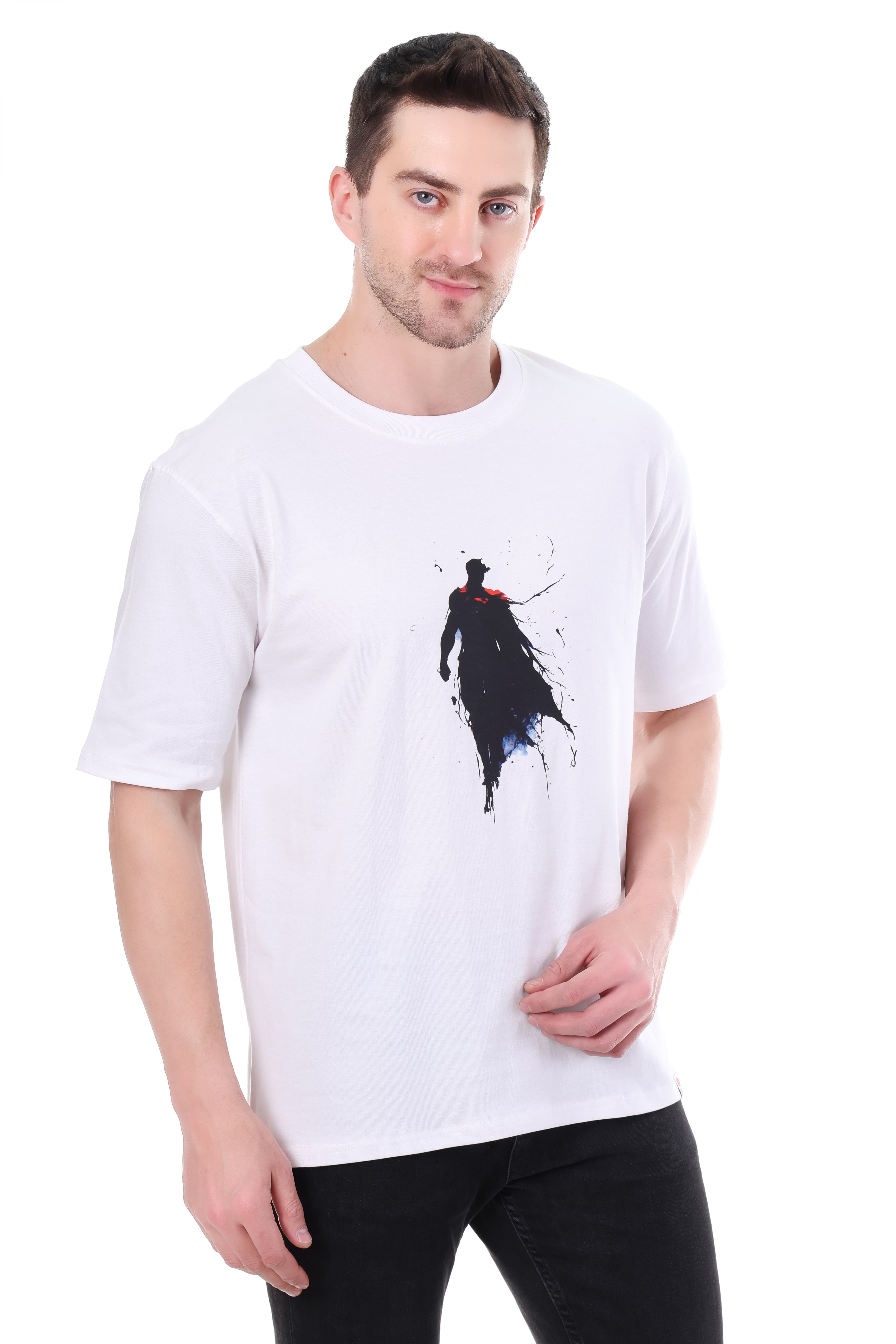 "Premium pure cotton bio-washed superhero tee for unisex wear"