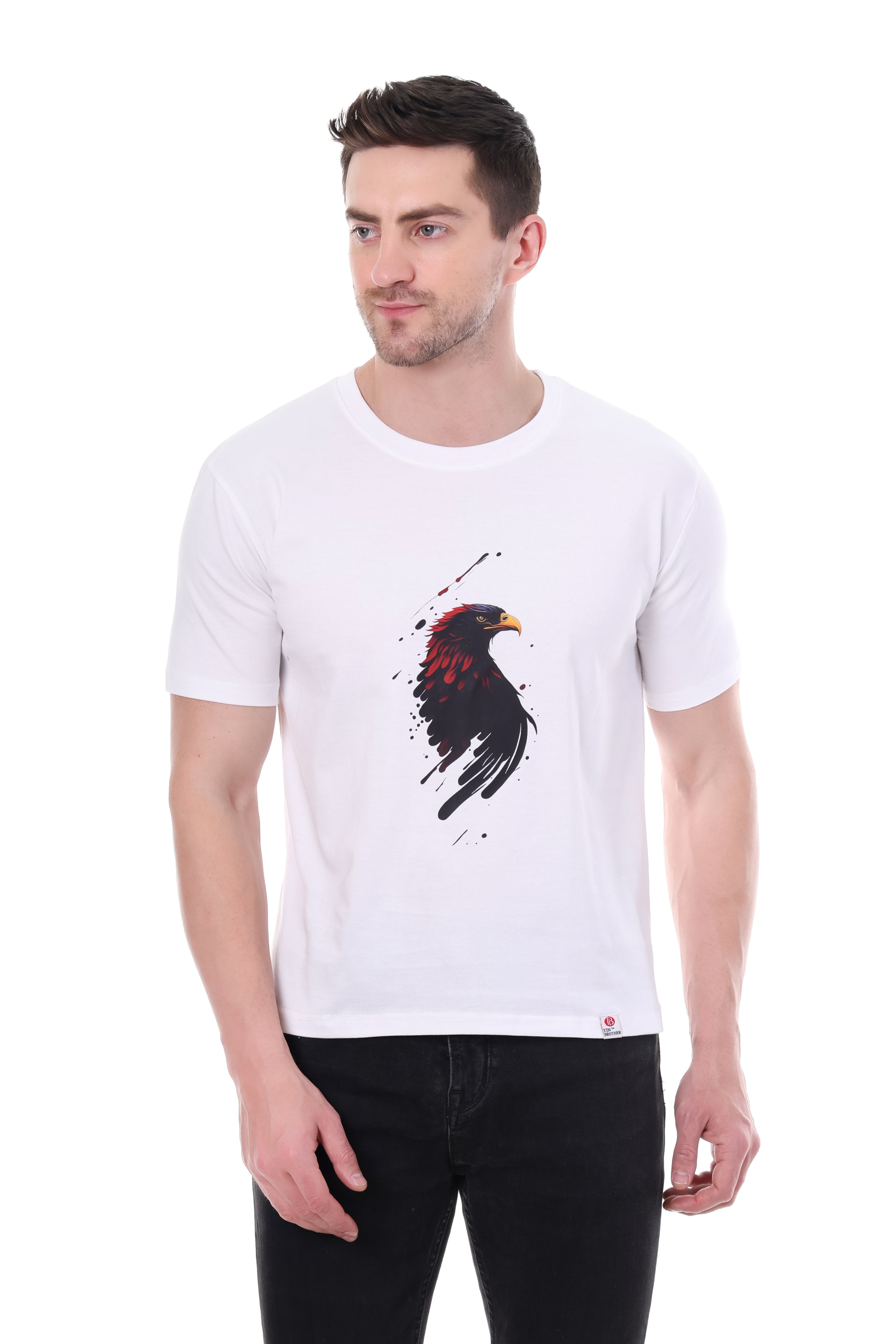"Front view of eagle graphic white t-shirt – Tin Brother"
