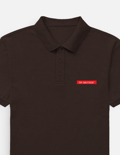 Tin Brother Coffee Brown Polo T-Shirt – Front View | Regular Fit Cotton Polo for Men