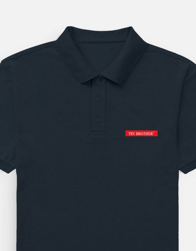 Tin Brother Petrol Blue Polo T-Shirt – Front View, 220 GSM Cotton, Regular Fit