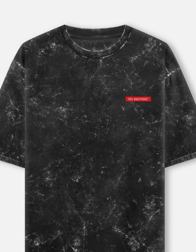 Tin Brother Oversized Acid Wash T-Shirt with Left Pocket Branding – Unisex Pure Cotton